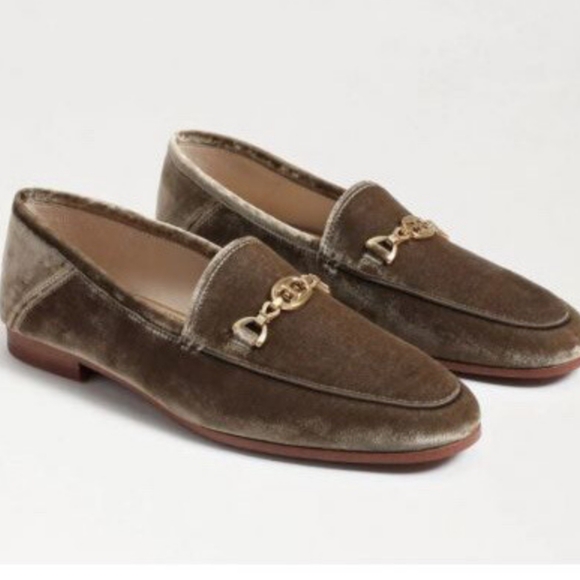 Sam Edelman Shoes - Sam Edelman New Loraine Mushroom Velvet Loafers with Gold Chain NIB 7